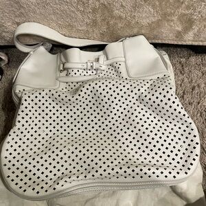 Bally White Perforated Leather Tote Bag Excellent Condition